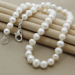 8mm Natural Pearl 925 Silver Necklace for Women Wedding Gift