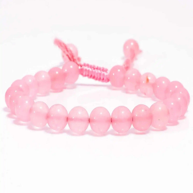 8mm Pink Chalcedony Bead Bracelet Emotional Chakra Chain