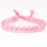 8mm Pink Chalcedony Bead Bracelet Emotional Chakra Chain