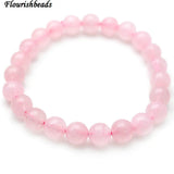 Pink Rose Quartz Stone Beaded Bracelet Woman Jewelry