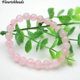 Pink Rose Quartz Stone Beaded Bracelet Woman Jewelry