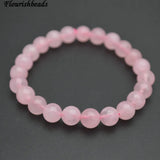 Pink Rose Quartz Stone Beaded Bracelet Woman Jewelry