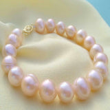 Pink Pearl Bead Bracelet 14k Yellow Gold Glowing Christmas Gift