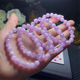 8mm Natural Purple Kunzite Bracelet Healing Crystal Stone Beads AAAAA