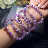 8mm Purple Rutilated Quartz Bracelet Natural Healing Crystal Beads