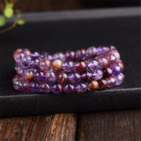 Natural Purple Rutilated Quartz Bracelet - Luck Crystal Beads