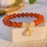 8mm Natural Rabbit/Bear/Animal Red Agate Citrine Beaded Strand Bracelets