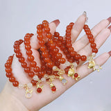 8mm Natural Rabbit/Bear/Animal Red Agate Citrine Beaded Strand Bracelets