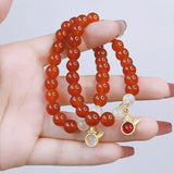 8mm Natural Rabbit/Bear/Animal Red Agate Citrine Beaded Strand Bracelets