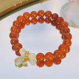8mm Natural Rabbit/Bear/Animal Red Agate Citrine Beaded Strand Bracelets