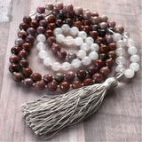 8mm Rhodochrosite 108 Beads Tassel Necklace Reiki Wristband