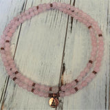 8mm Rose Quartz 108 Beads Pendant Bracelet Wrist Healing Yoga Wristband