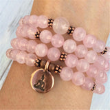 8mm Rose Quartz 108 Beads Pendant Bracelet Wrist Healing Yoga Wristband