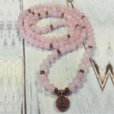 8mm Rose Quartz 108 Beads Pendant Bracelet Wrist Healing Yoga Wristband