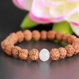 8mm Rudraksha Rose Quartz Gemstone Beads Bracelet Calming Chain
