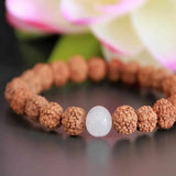 8mm Rudraksha Rose Quartz Gemstone Beads Bracelet Calming Chain