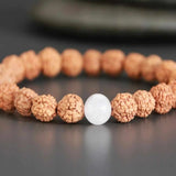 8mm Rudraksha Rose Quartz Gemstone Beads Bracelet Calming Chain