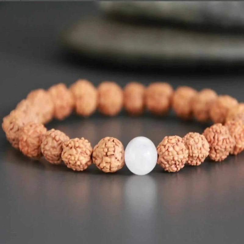 8mm Rudraksha Rose Quartz Gemstone Beads Bracelet Calming Chain