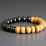 8mm Sandalwood Tourmaline Beads Bracelet Meditation Chain