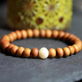 Sandalwood Freshwater Pearl Bracelet All Saints' 7 Chakras Calming Yoga Relief