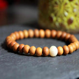 Sandalwood Freshwater Pearl Bracelet All Saints' 7 Chakras Calming Yoga Relief