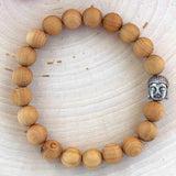8mm Sandalwood Bead Bracelet with Silver Buddha Head