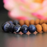 8mm Natural Sodalite Sandalwood Beads Bracelet