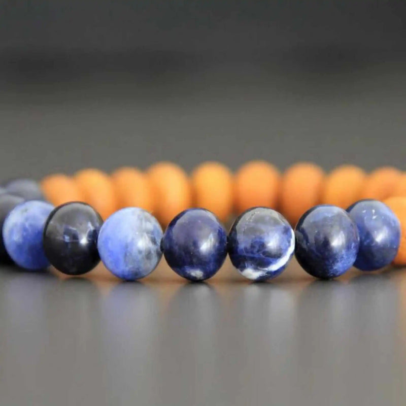 8mm Natural Sodalite Sandalwood Beads Bracelet
