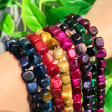 8mm Multicolor Tiger Eye Cube Spacer Beads 15''