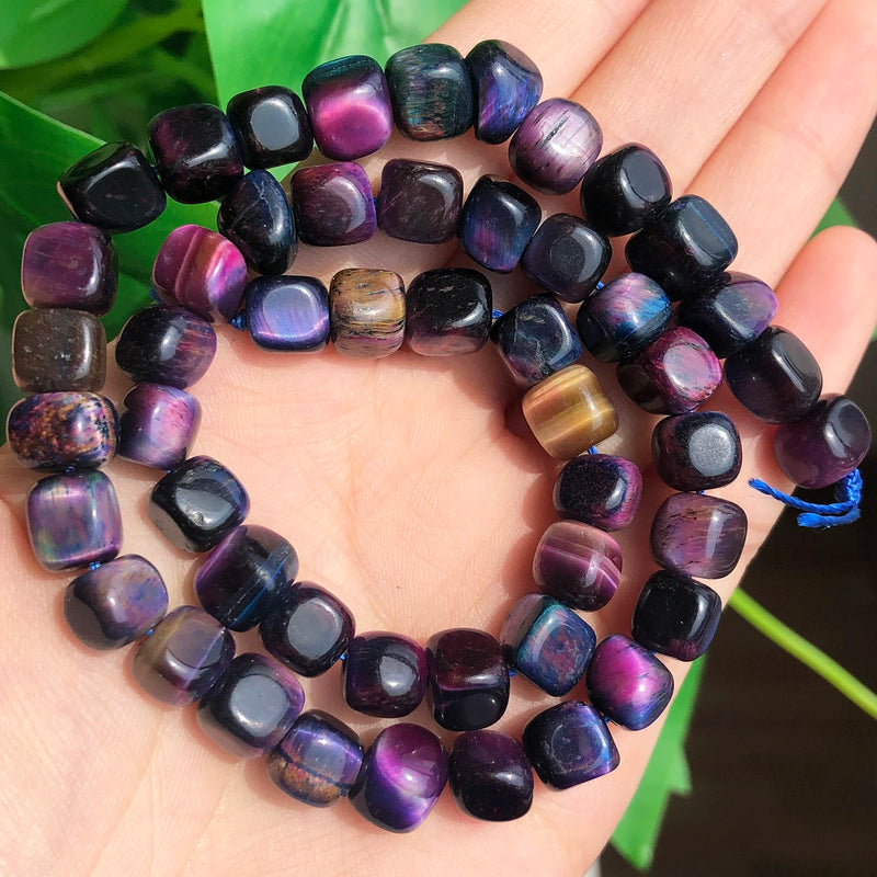 8mm Multicolor Tiger Eye Cube Spacer Beads 15''