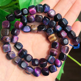 8mm Multicolor Tiger Eye Cube Spacer Beads 15''