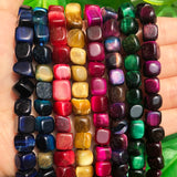 8mm Multicolor Tiger Eye Cube Spacer Beads 15''