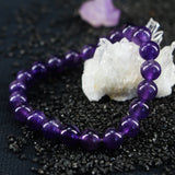 8mm Natural Stone Amethyst Beads Bracelet Purple Fine Jewellery