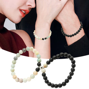 8mm Natural Stone Attraction Couple Bracelet Beaded Woven Bracelet Rings Jewelry