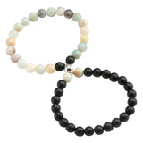 8mm Natural Stone Attraction Couple Bracelet Beaded Woven Bracelet Rings Jewelry