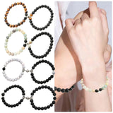 8mm Natural Stone Attraction Couple Bracelet Beaded Woven Bracelet Rings Jewelry