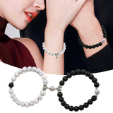 8mm Natural Stone Attraction Couple Bracelet Beaded Woven Bracelet Rings Jewelry