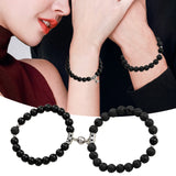 8mm Natural Stone Attraction Couple Bracelet Beaded Woven Bracelet Rings Jewelry