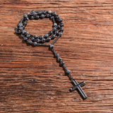 8mm Hematite Cross Pendant Necklace for Men Women