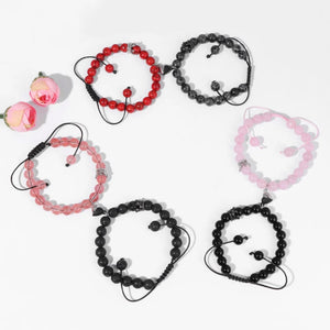 8mm Stone Beaded Braid Bracelet with Heart Charm