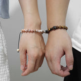 8mm Stone Beaded Braid Bracelet with Heart Charm