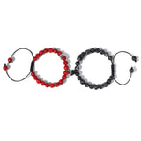 8mm Stone Beaded Braid Bracelet with Heart Charm