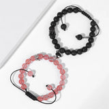 8mm Stone Beaded Braid Bracelet with Heart Charm
