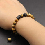 8mm Stone Bead Bracelet Stainless Steel Leopards