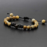 8mm Stone Bead Bracelet Stainless Steel Leopards