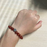 8mm Natural Stone Beads Bracelet with 925 Silver Charm