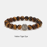 8mm Natural Stone Beads Bracelet with 925 Silver Charm