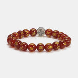 8mm Natural Stone Beads Bracelet with 925 Silver Charm