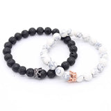 8mm Natural Stone King Queen Couple Bracelet