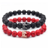 8mm Natural Stone King Queen Couple Bracelet